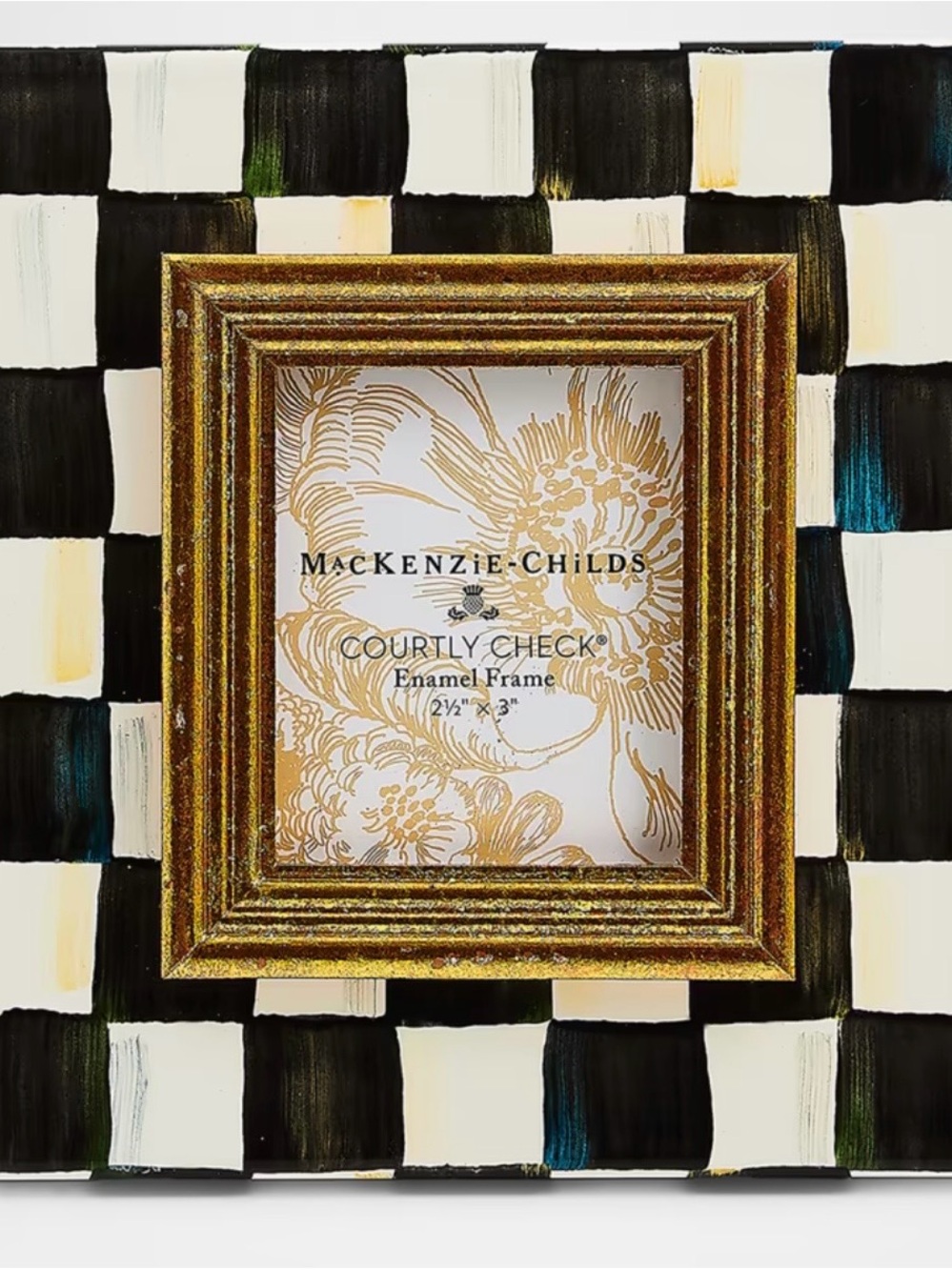 MacKenzie-Childs Gold Courtly Check Enamel Picture Frame